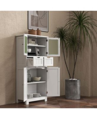 6-Tier Freestanding Bathroom Storage Cabinet with Open Compartments and Adjustable Shelves