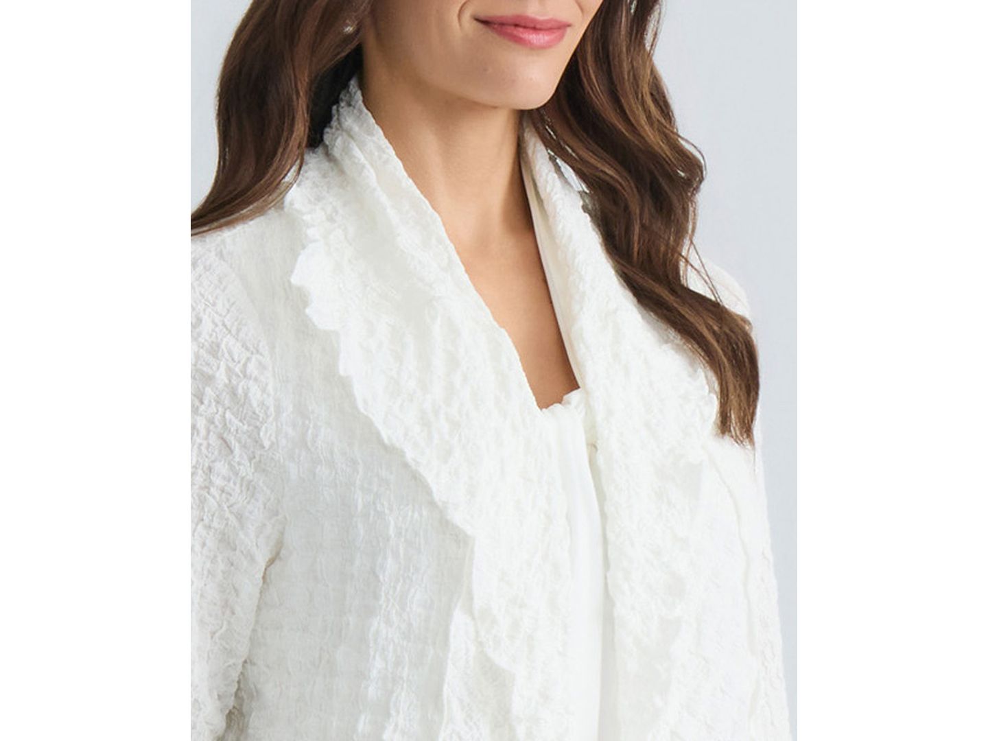 Женская куртка Kasper 3/4-Sleeve Crinkle Knit Open-Front, цвет: Ванильный ледяной — фото 4
