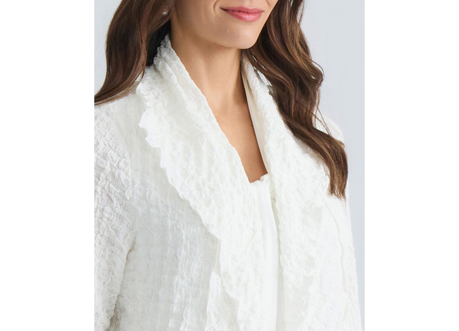 Women's 3/4-Sleeve Crinkle Knit Open-Front Jacket