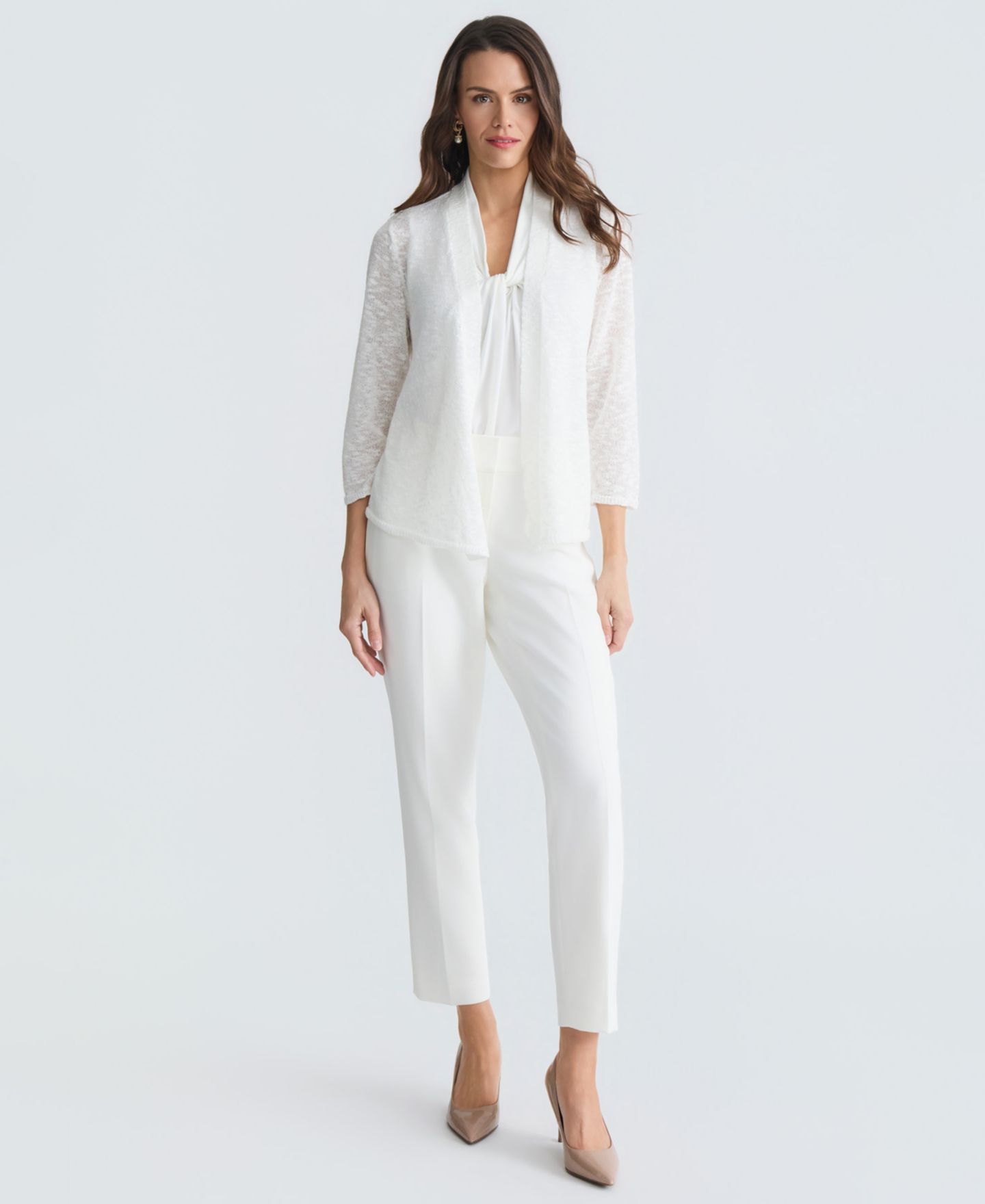 Женский кардиган Kasper Open-Front Long-Sleeve Cardigan, цвет: Ванильный ледяной — фото 5