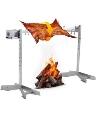 46" Stainless Steel Electric Rotisserie Grill, 132 lb Capacity Pig Lamb Charcoal Roaster for Camping