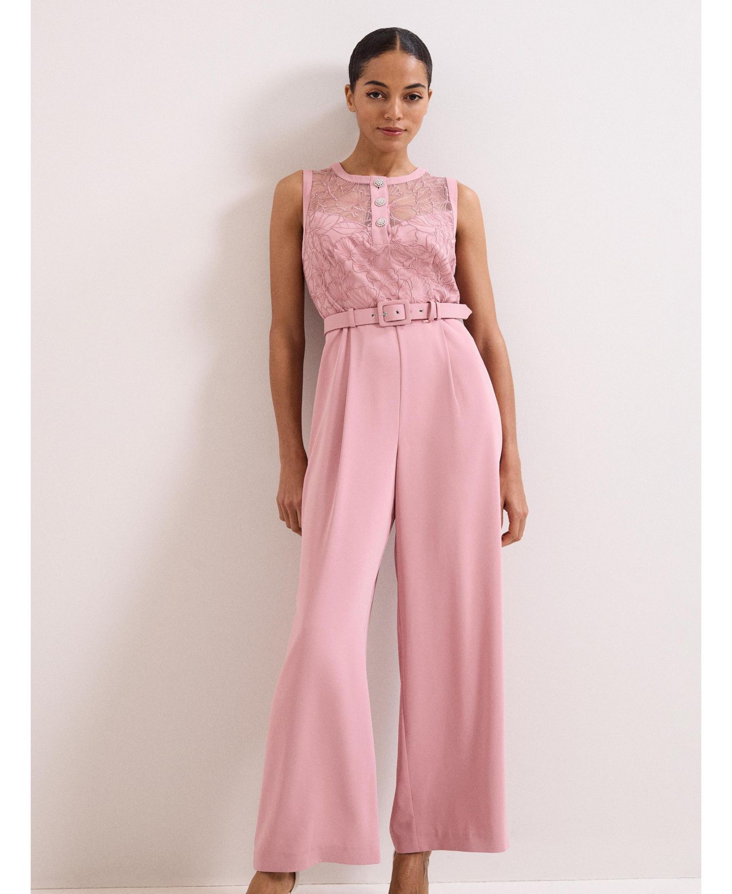 Women's Ivanna Lace Bodice Belted Jumpsuit