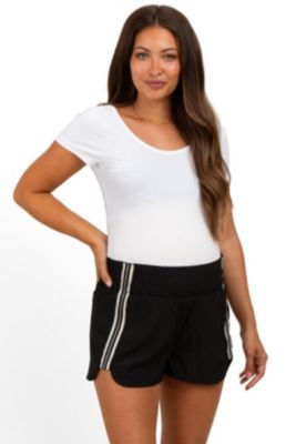 Maternity Black Stripe Detail Active Shorts