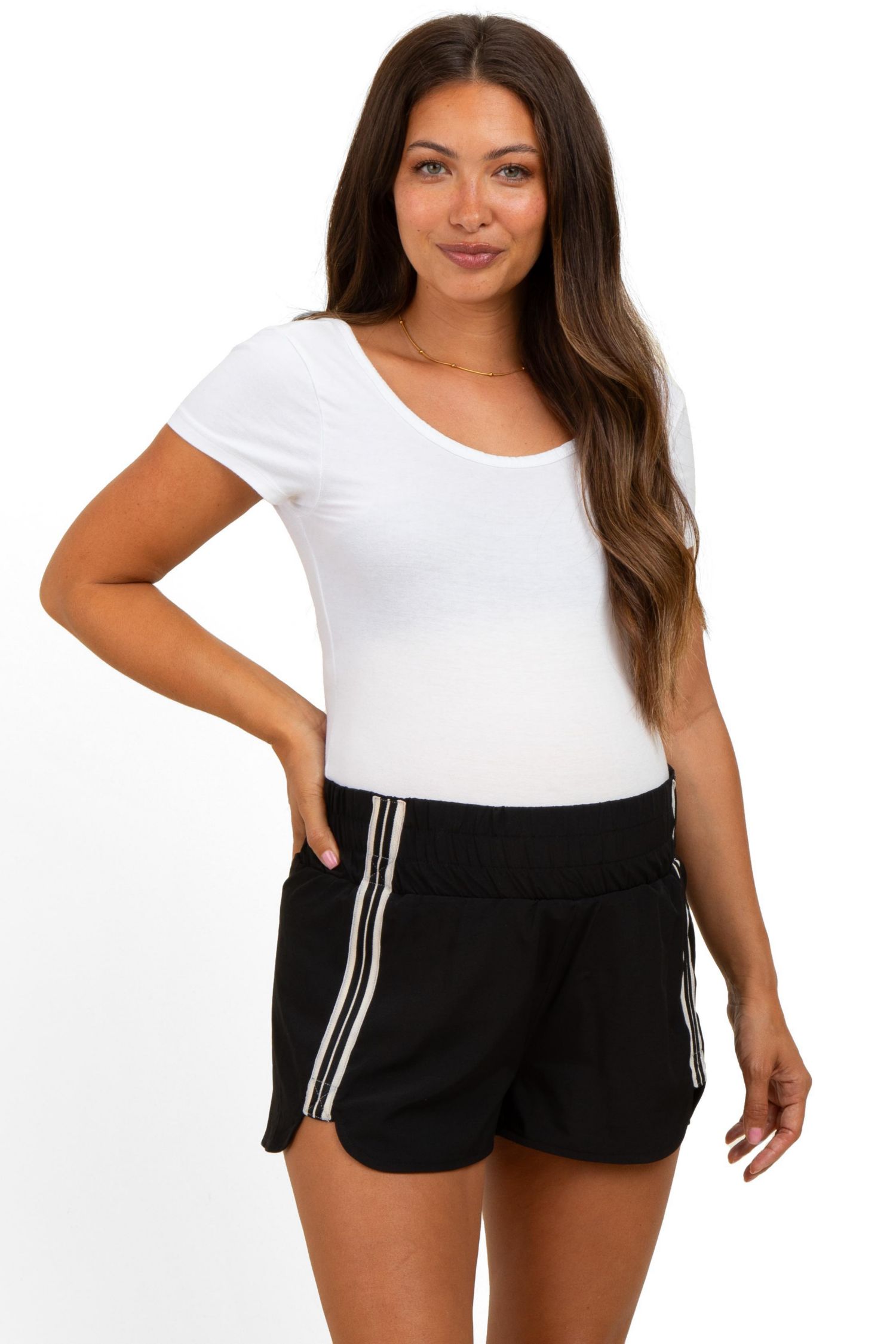 Women's Black Stripe Detail Active Shorts