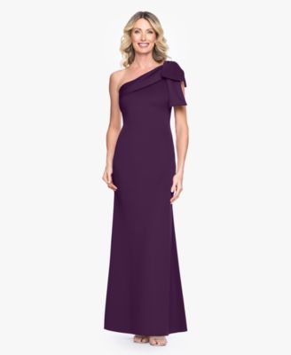 Women’s One-Shoulder Bow Scuba Long Dress