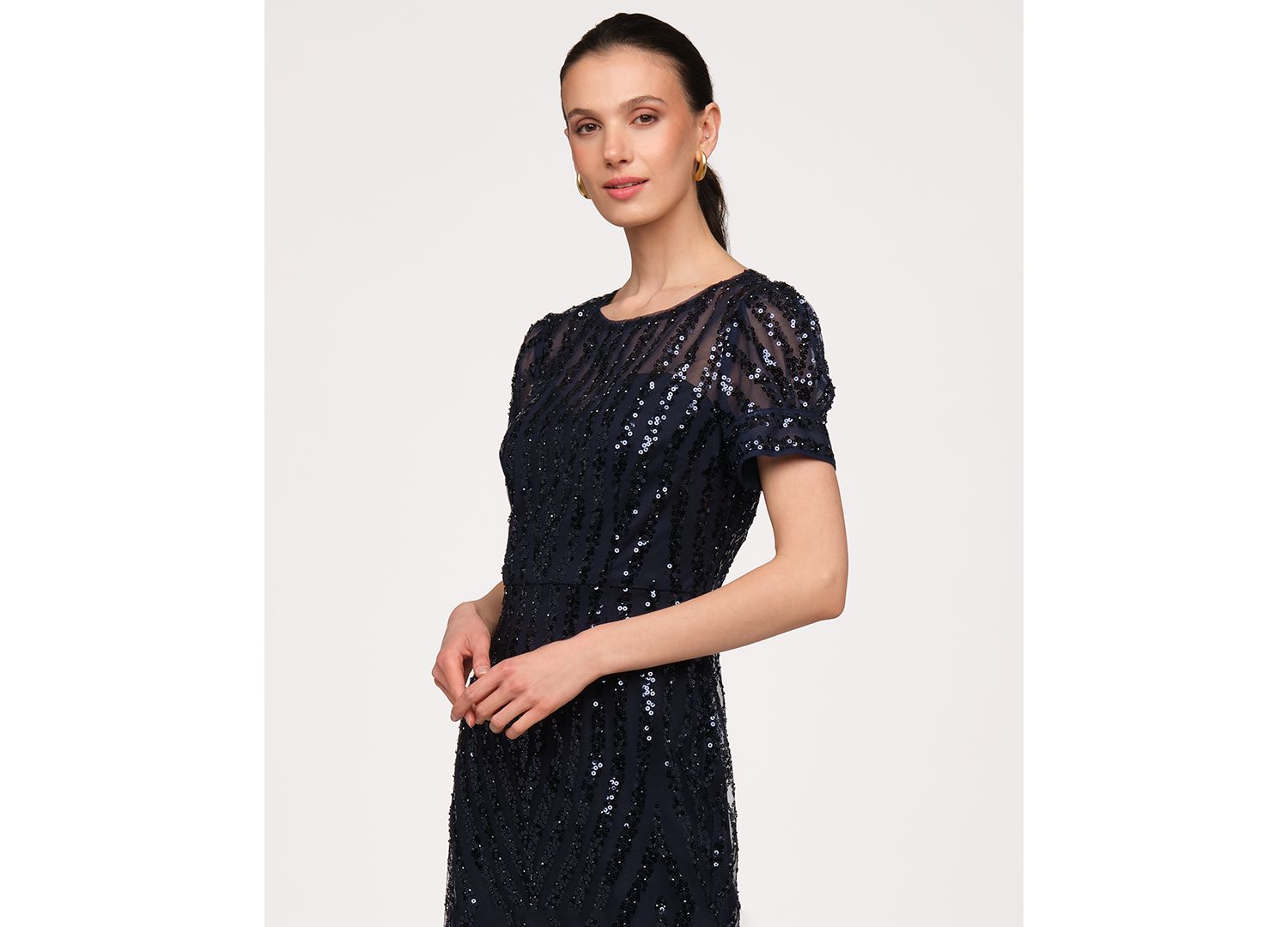 Women's Jewel Neck Column Gown Dress