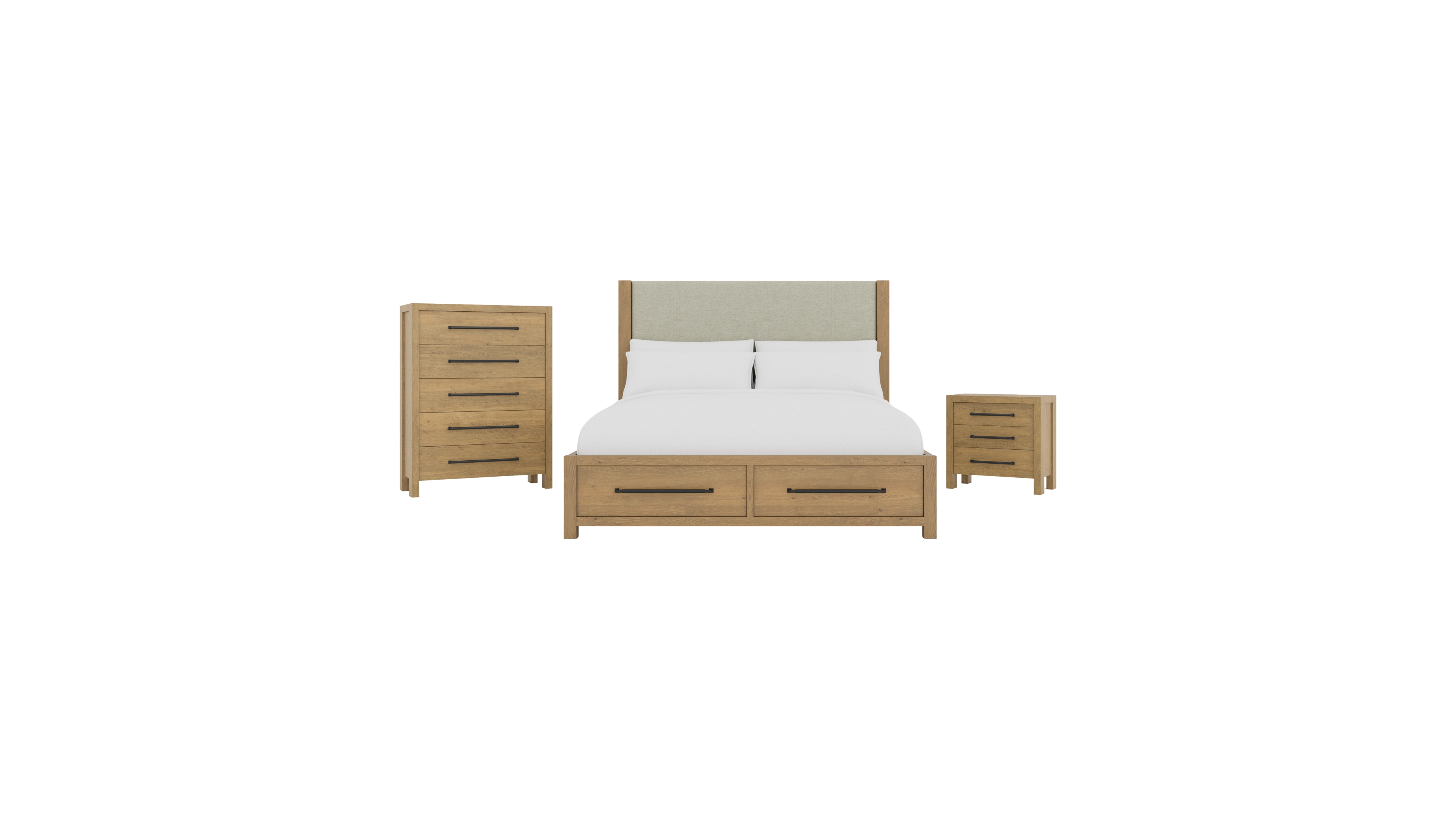 Davie 3-Pc. Queen Storage Bedroom Set (Upholstered Bed, Chest & 3-Drawer Nightstand)