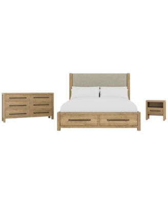 Davie 3-Pc. Queen Storage Bedroom Set (Upholstered Bed, Dresser & 1-Drawer Nightstand)