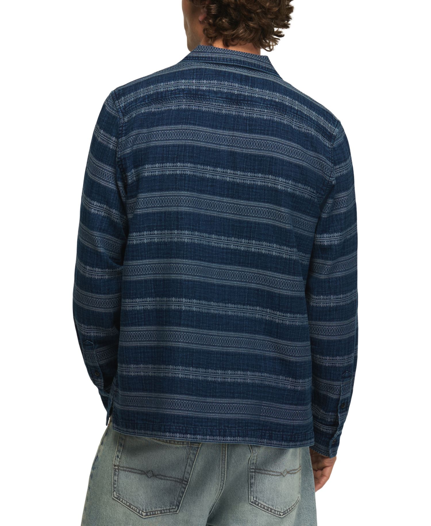 Men's Indigo Pattern Long-Sleeve Shirt