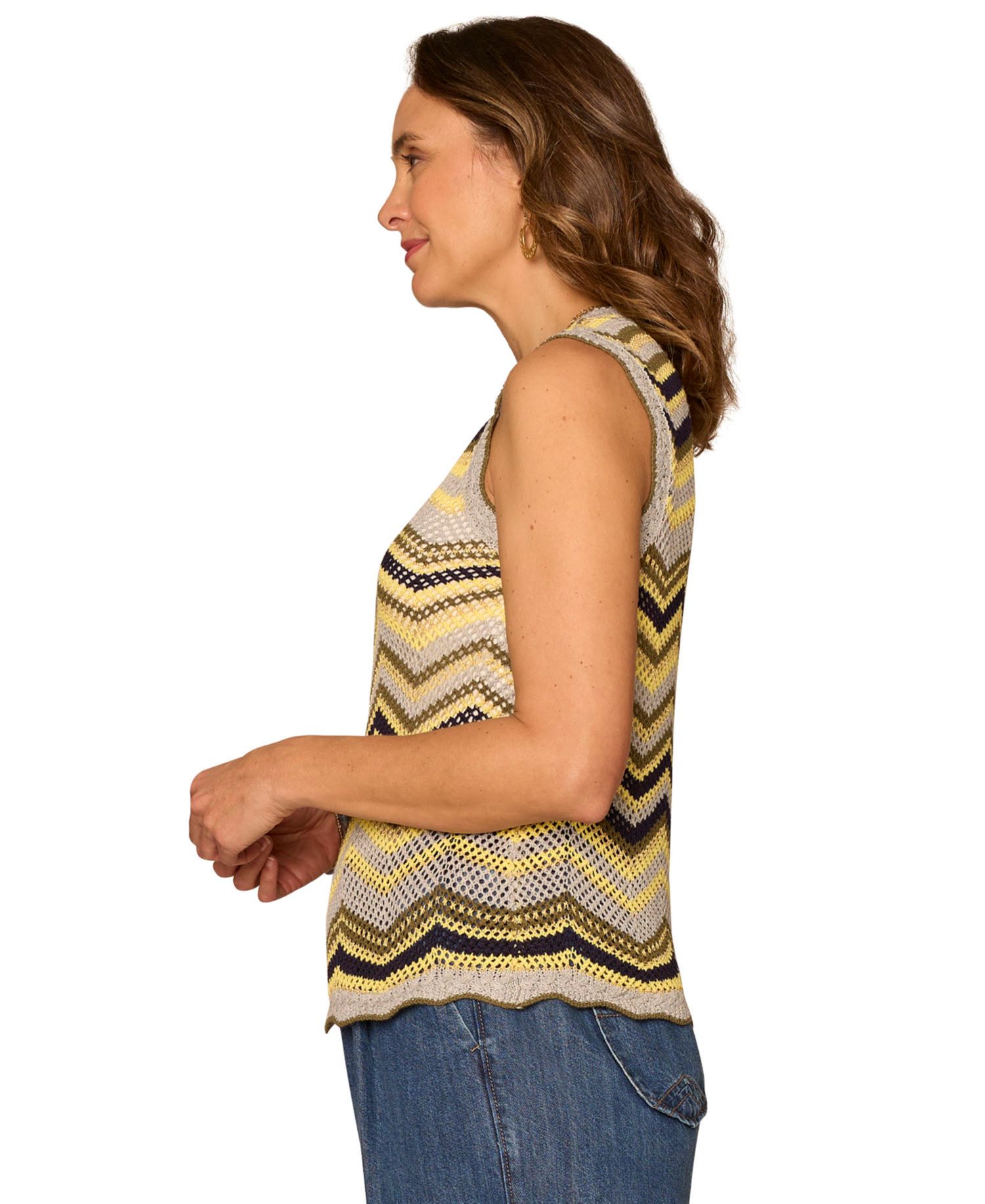 Women's Round Neck Chevron Tank Sweater