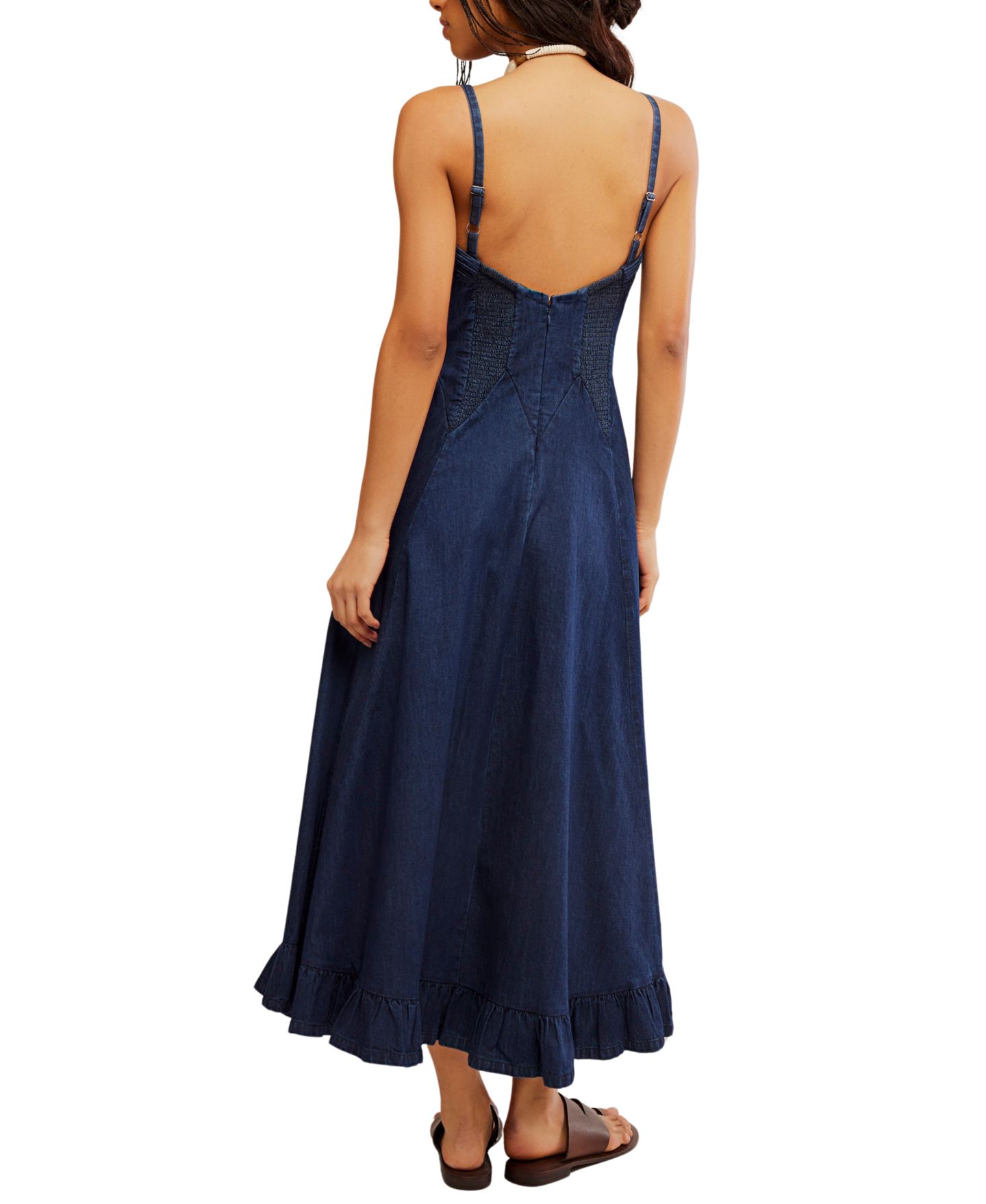 Женское платье миди Free People Another Season с вырезом сердечком, цвет: Rinse — фото 3