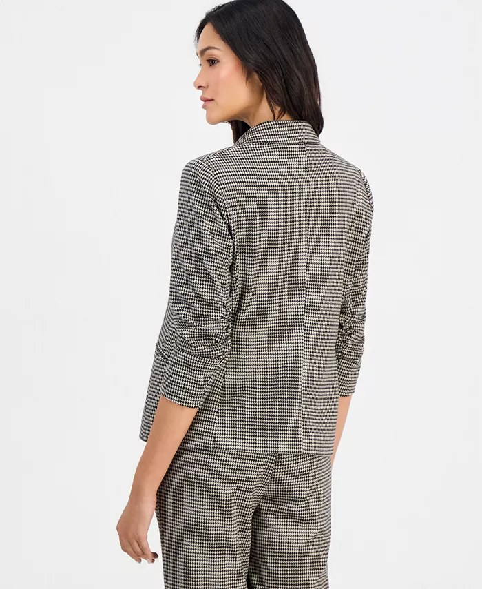Petite Houndstooth Scrunch-Sleeve Blazer - thumbnail 2
