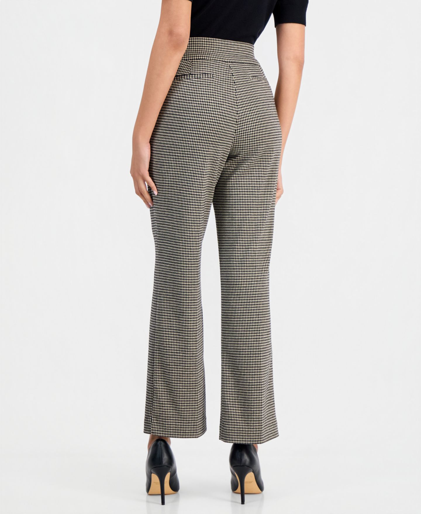 Женские брюки Anne Klein Essentials Petite Houndstooth Pull-On Mid-Rise Trouser, 28-1/2" Inseam, цвет: Чёрный — фото 2