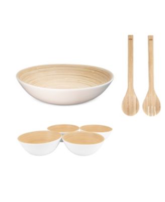Lexa Bamboo 7-Piece Handcrafted Salad Serving Bowl Set