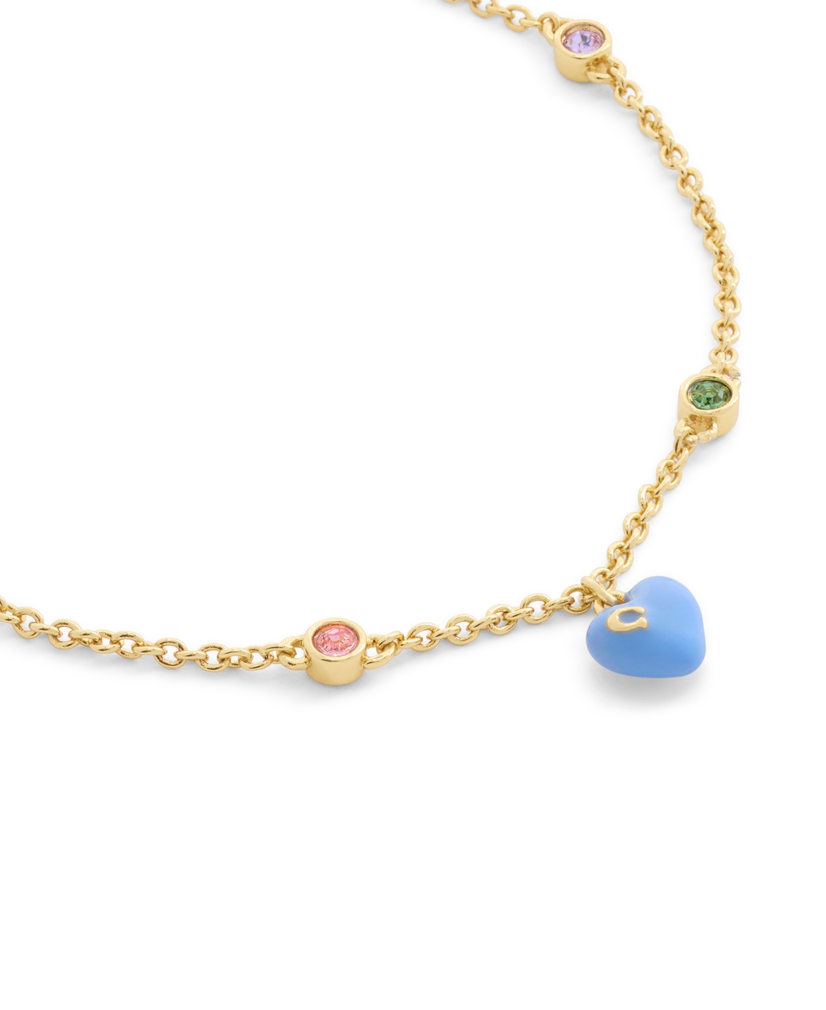 Coach Faux Stone Signature C Enamel Heart Charm Slider Bracelet