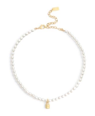 Imitation Pearl Iconic Signature Padlock Choker Necklace