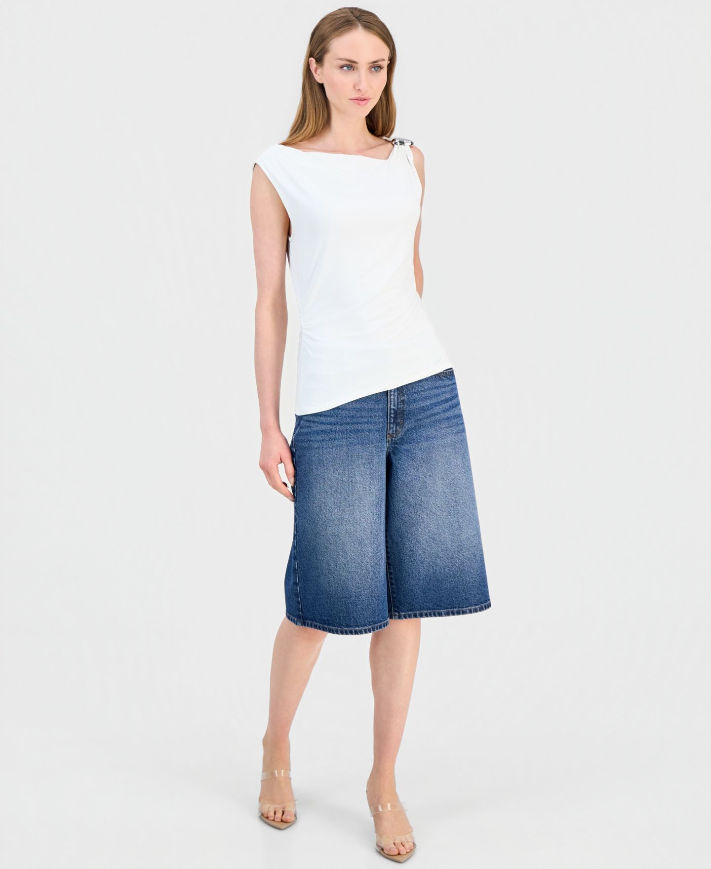 Женский топ I.N.C. International Concepts Hardware Detail Sleeveless Knit Top, цвет: Яркий белый — фото 2