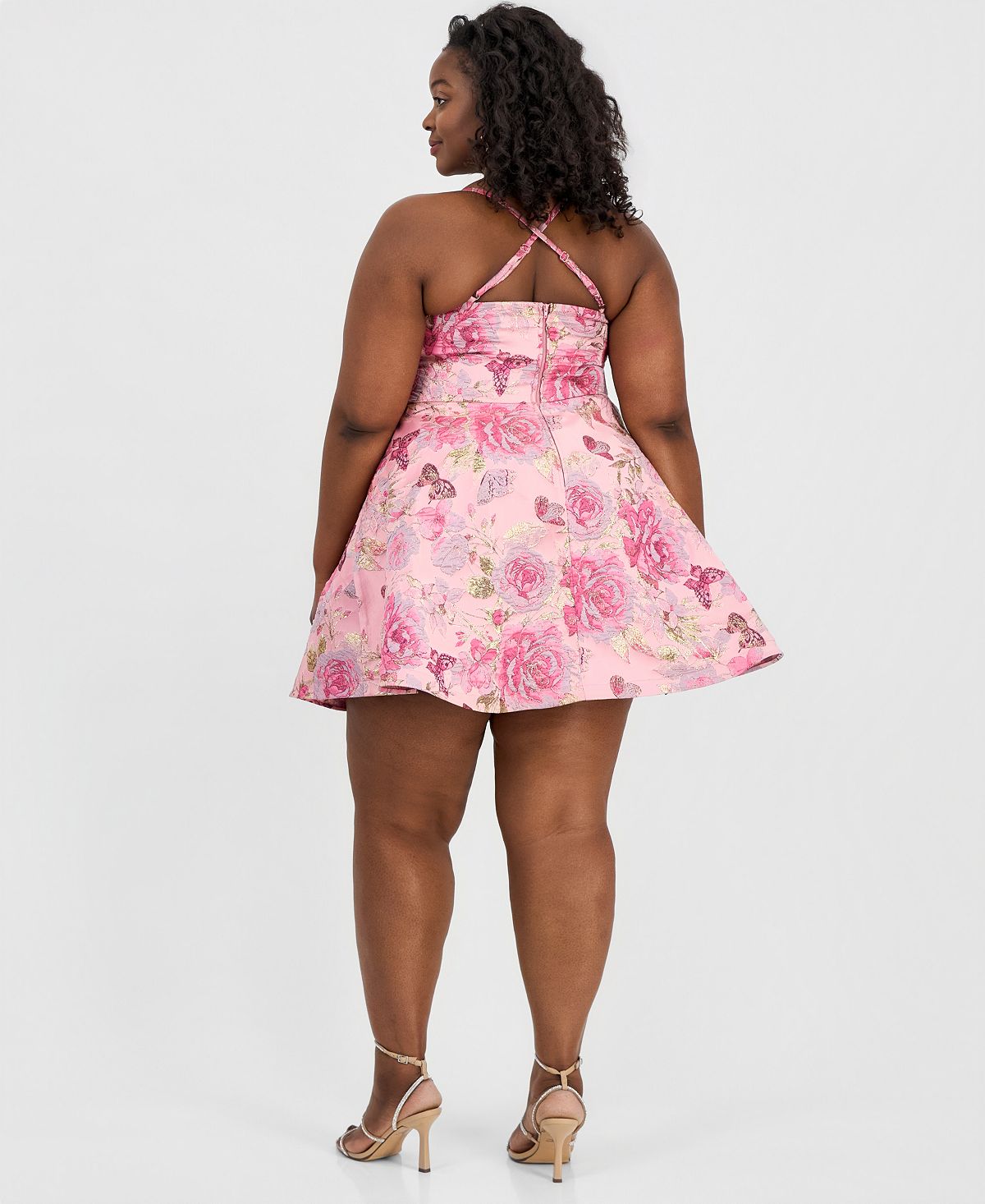 B Darlin Trendy Plus Size Metallic Jacquard Fit & Flare Dress view 4 — MAYCSS fashion products