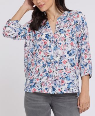 Women's Pintuck Split Neck Top