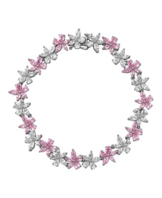 Cubic Zirconia Bracelet (21.04 ct. t.w.) in Sterling Silver (Available in Pink or Yellow Cubic Zirconia with White Cubic Zirconia) 