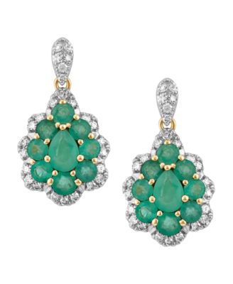 Sapphire (1-1/8 ct. t.w.) & Diamond (1/6 ct. t.w.) Drop Earrings in 14k White Gold (Also Available in Emerald and Ruby)