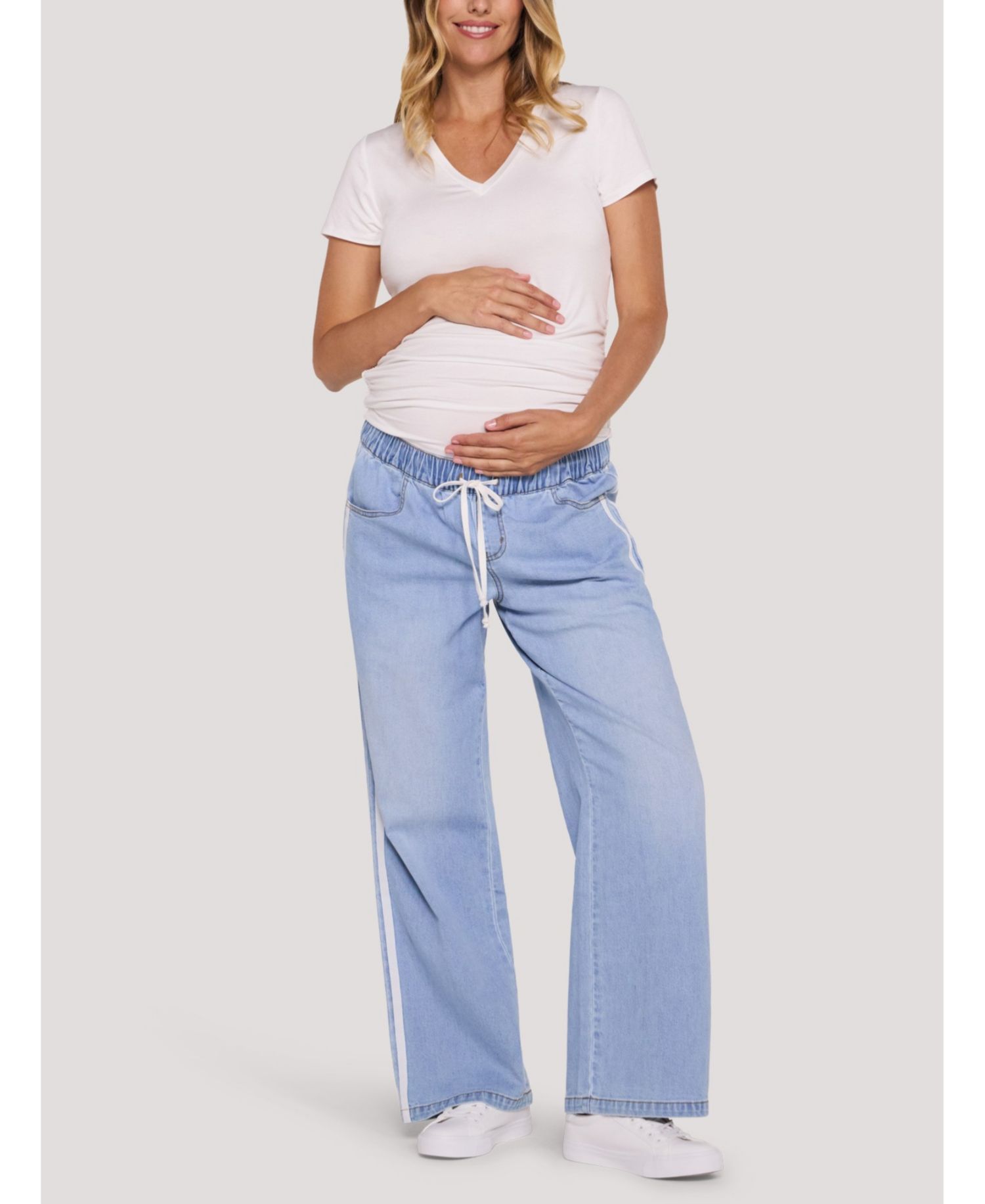 Women's Motherhood Drawstring Pull On Wide Leg Pant