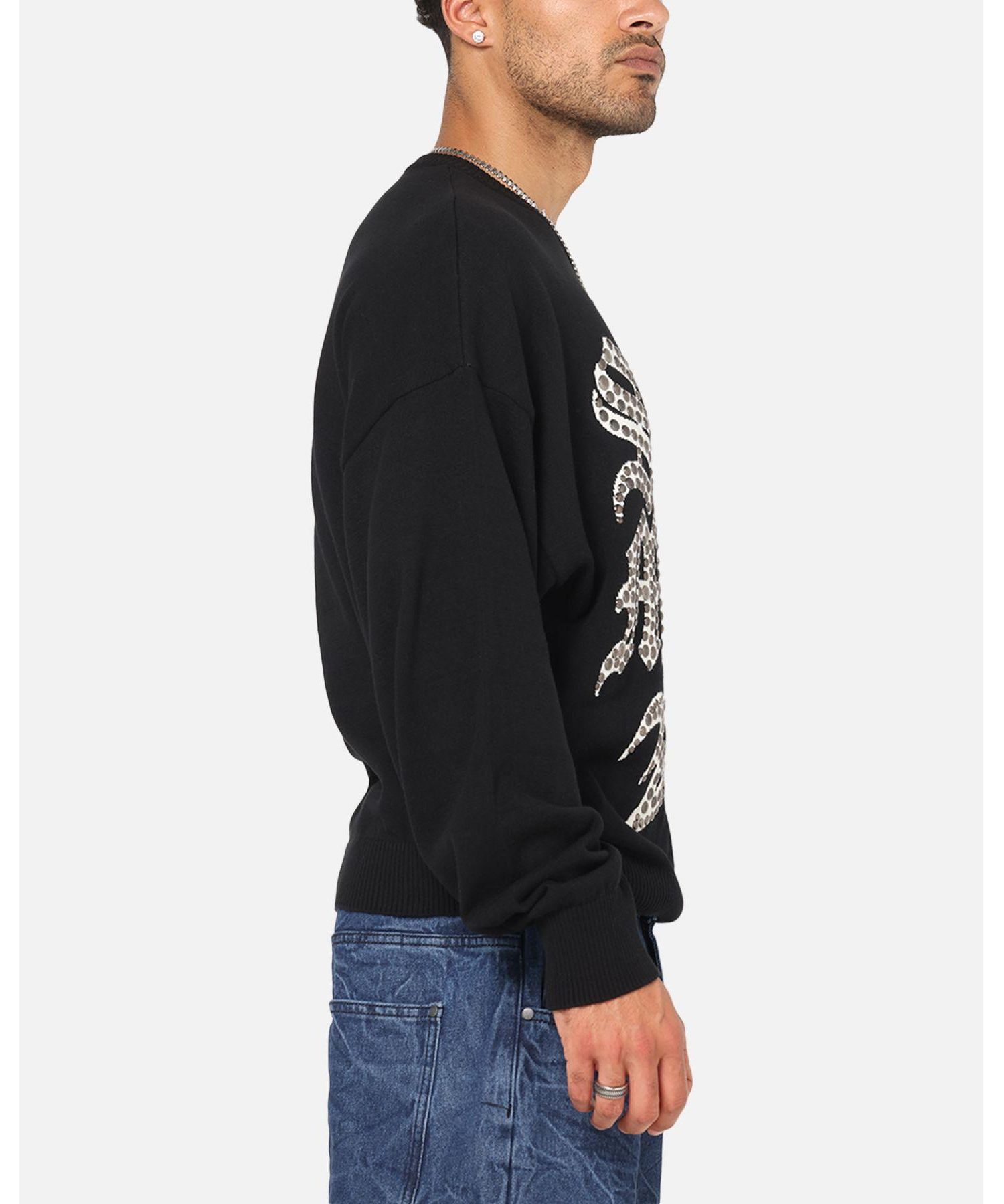 Men's Sanctified Crewneck Sweater - Black 3XL