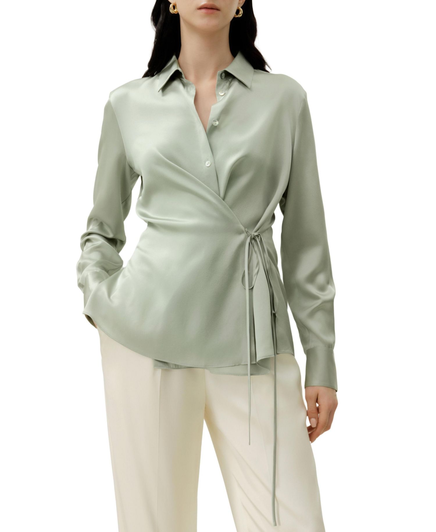 Women's Convertible Silk Charmeuse Shirt