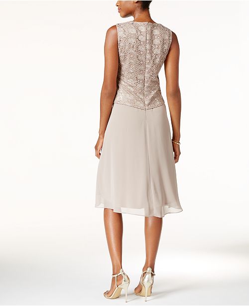 r&m richards sequined lace chiffon gown