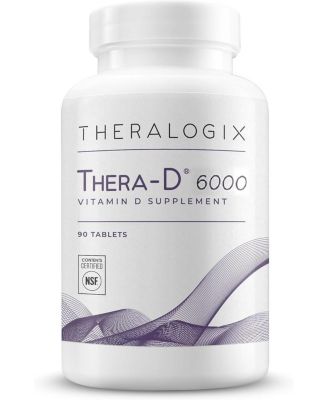 Thera-D 6000 Vitamin D Supplement - 6,000 IU (150 mcg) Vitamin D3 - 90-Day Supply - Aids Bone & Heart Health - NSF Certified - 90 Tablets