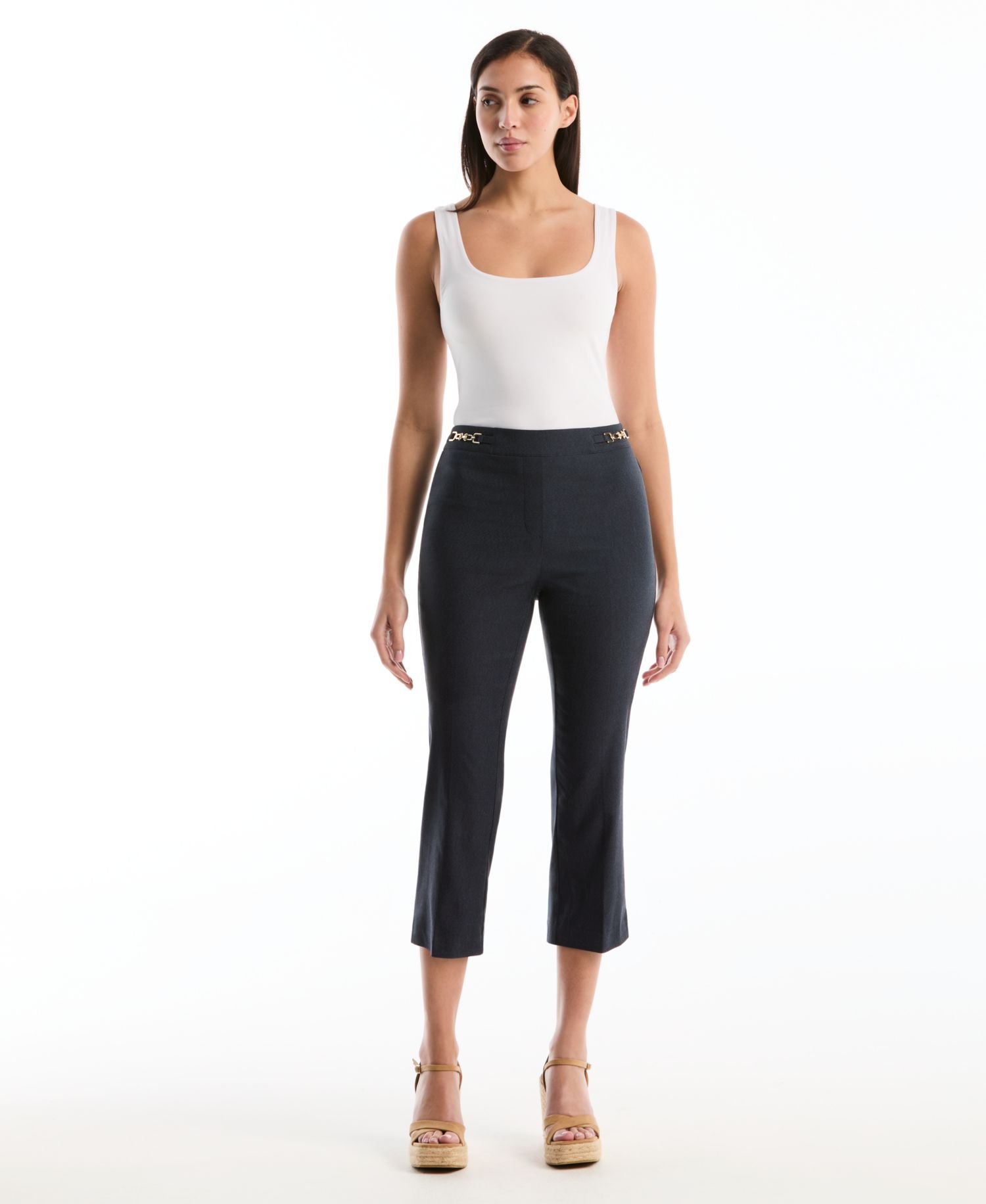 Petite Horse Bit Pull-On Capri Pants