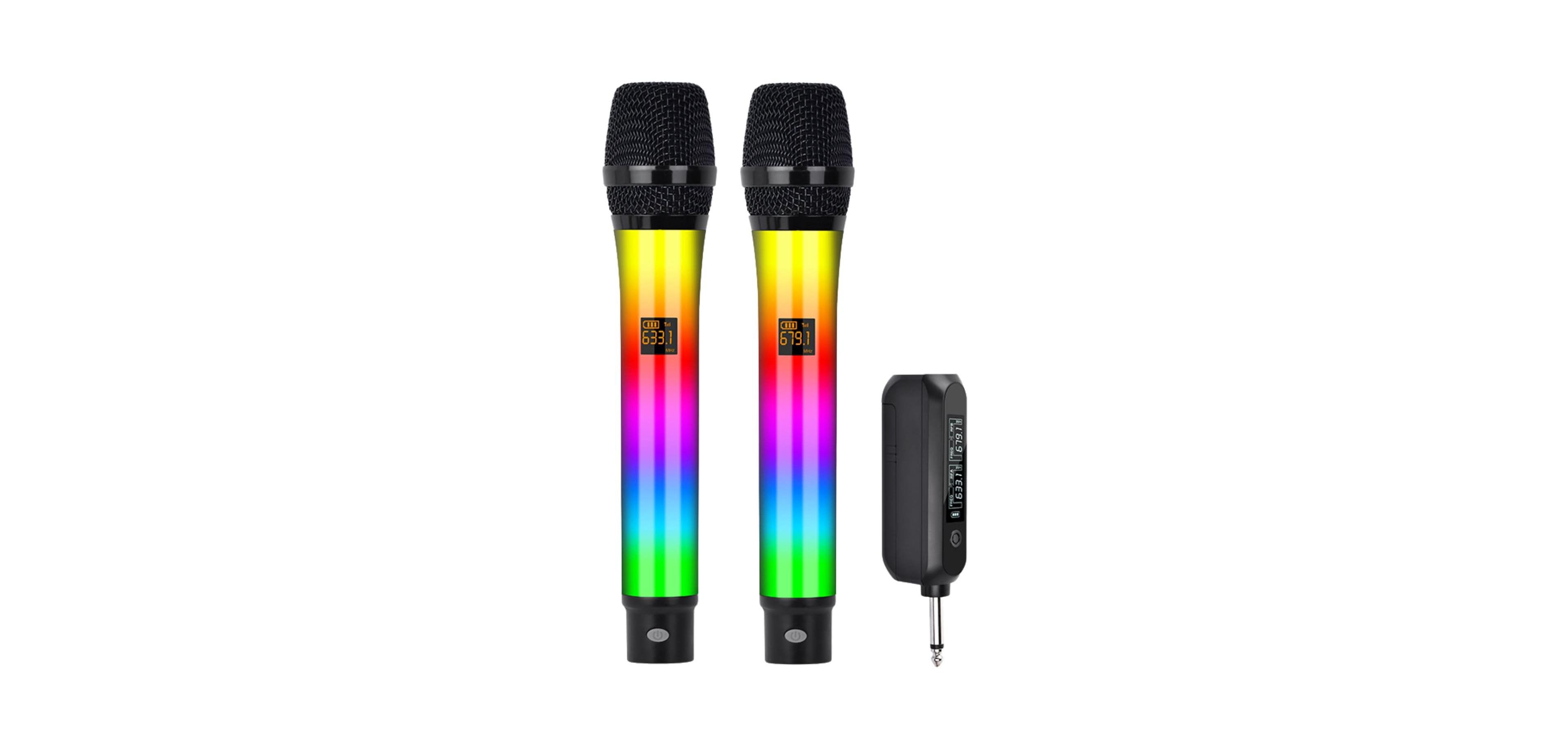 5 Core Microphone Wireless Karaoke Singing Mic Rechargeable Microfonos Inalambricos w Rgb Lights