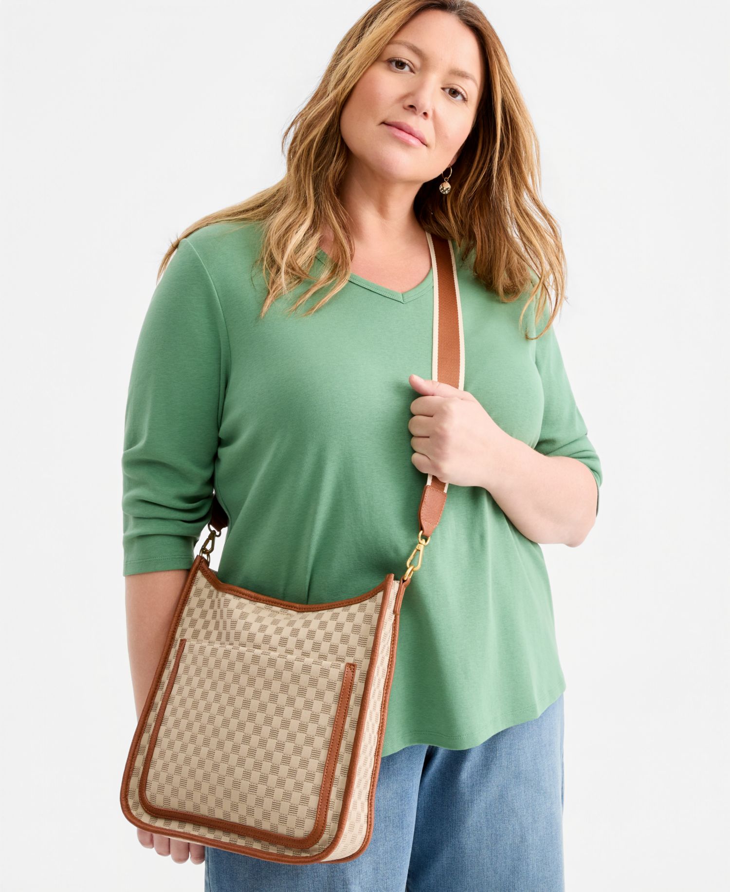 Checkered Soft Knit Dip Crossbody