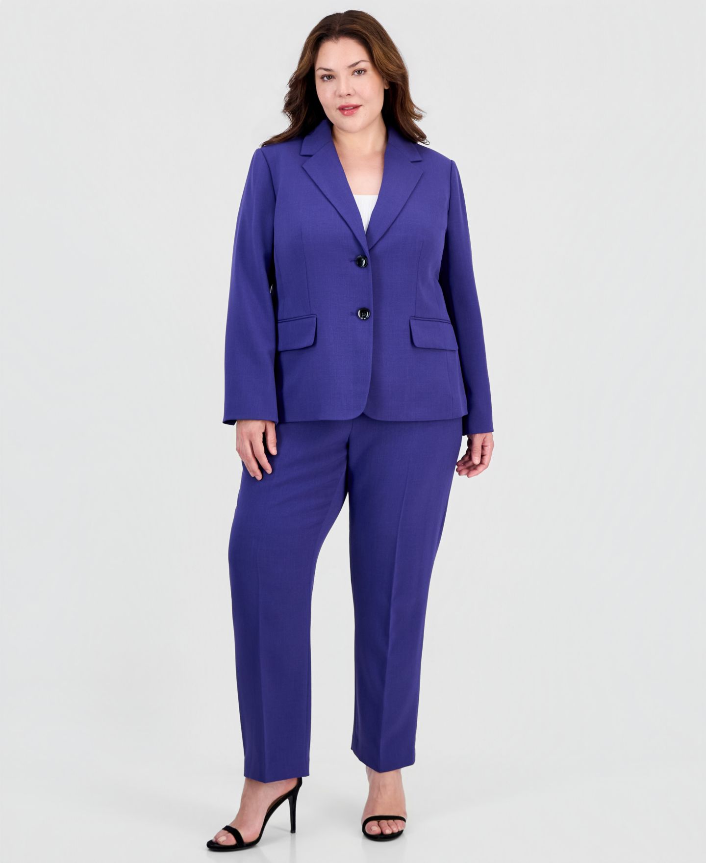 Женский пиджак Kasper Plus Size Notch-Lapel Crepe Blazer, цвет: Сливовый — фото 2