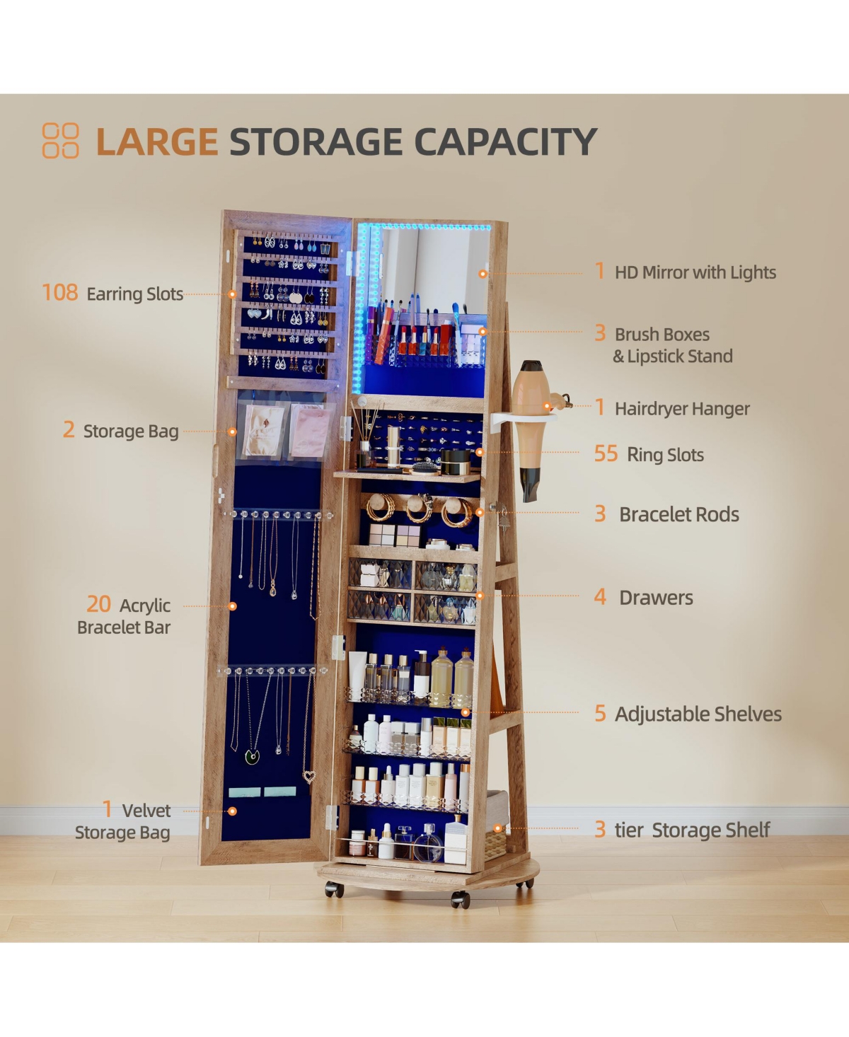 Vlsrka Our Jewelry cabinet is committed to bringing smart home life to thousands of families, making your life more convenient and fast.