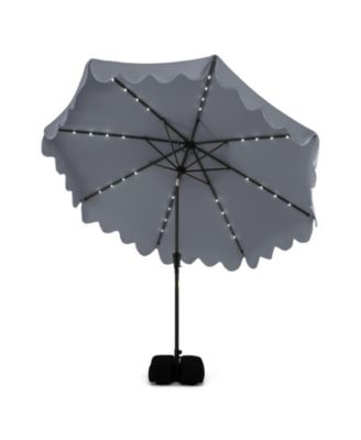 Patio Umbrella with Solar Lights and Heavy Duty Weighted Base for Outdoor