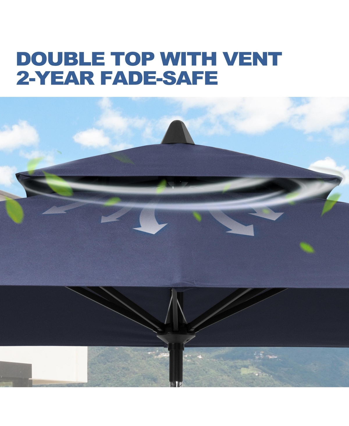 Pellebant Outdoor Patio 10 x 6.5 Ft Market Umbrella with Double Top
