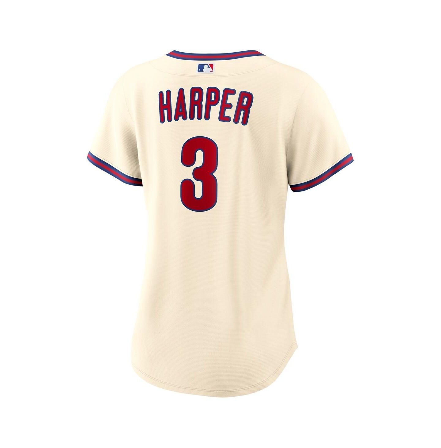 Женский топ Nike Bryce Harper Cream Philadelphia Phillies Alternate Replica Jersey — фото 3