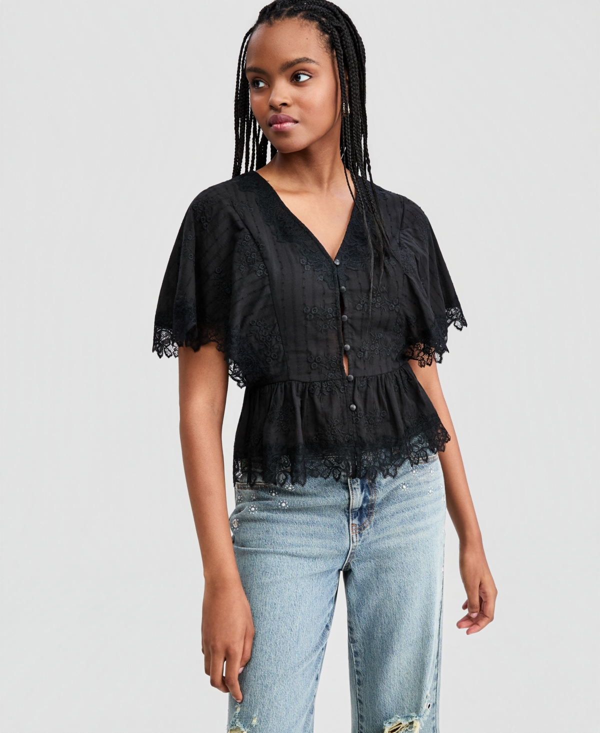 And Now This Women's Lace-Trim Peplum Top, Macy's Exclusive