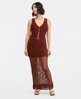 Women's Net Fringe-Hem Skirt
