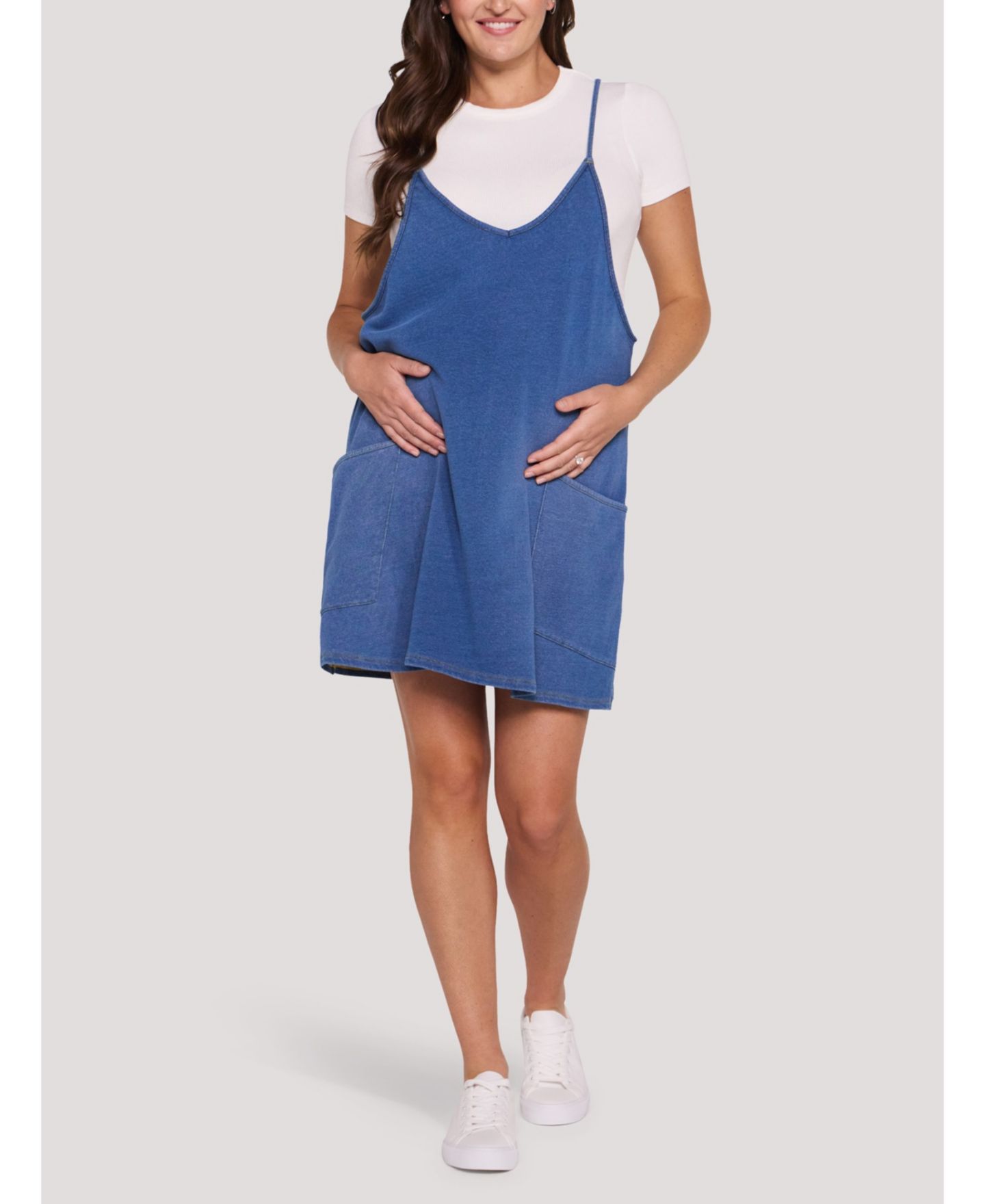 Женское платье Motherhood Maternity Maternity Motherhood Sleeveless Relaxed Fit Dress Romper, цвет: Средняя варка — фото 2