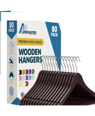 Wooden Hanger Set - 80 pieces, non-slip, space-saving with 360degree(s) swivel hook. Ideal for suits, coats, camisoles, jackets, pants, and dresses