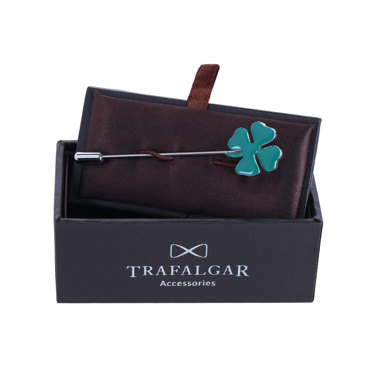 Мужские аксессуары TRAFALGAR Shay Shamrock Novelty Cufflinks and Lapel Pin Set, цвет: Зелёный — фото 3