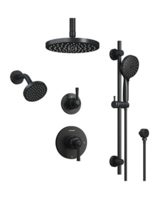 Dual Heads 3-Function Rainfall Shower System with 3-Mode Handheld and Adjustable Slide Bar