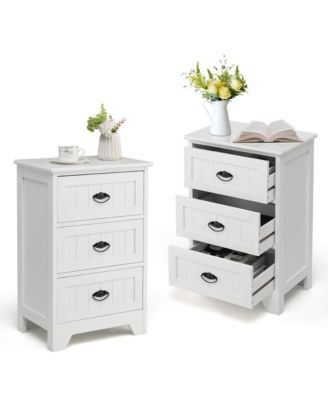 2 Piece 3 Drawers Nightstand End Table Bedroom Storage Wood Side Bedside