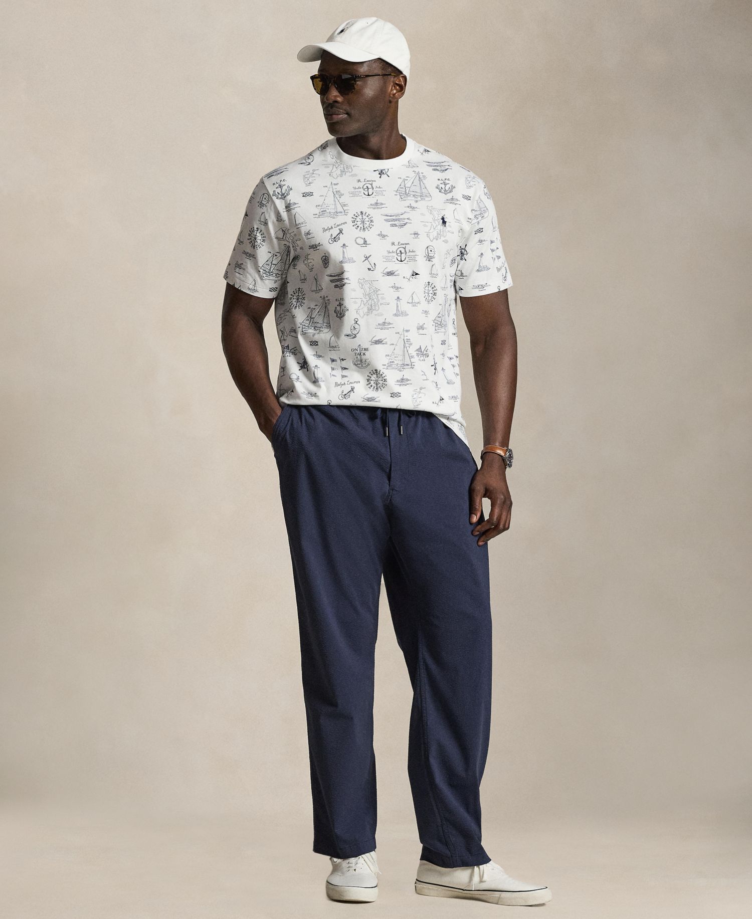Men's Big & Tall Classic-Fit Nautical Print Jersey T-Shirt