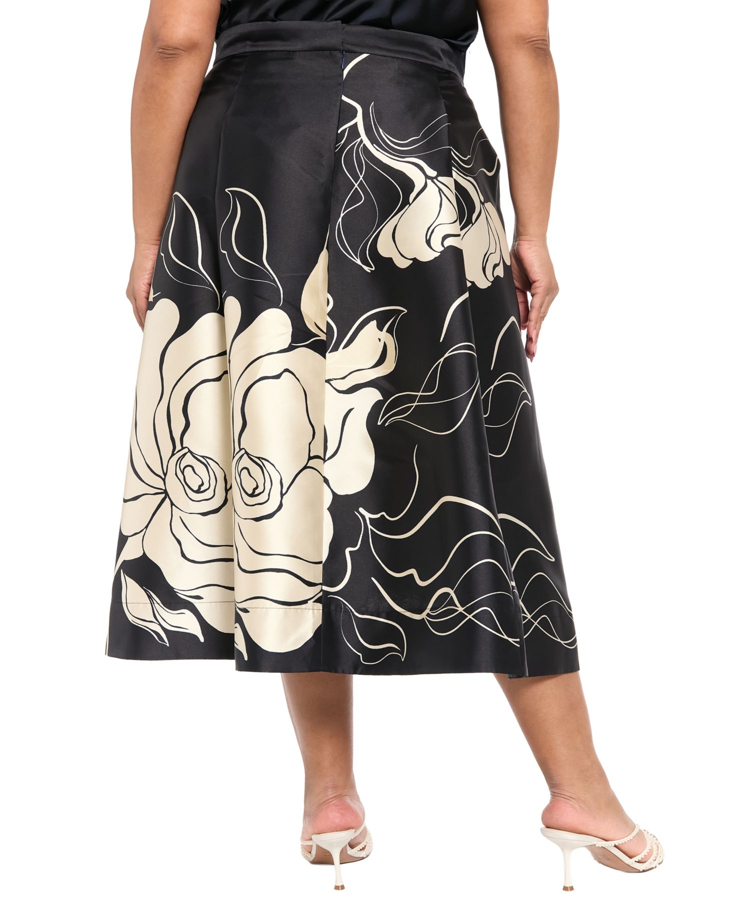 Plus Size Pleated High-Low Midi Skirt