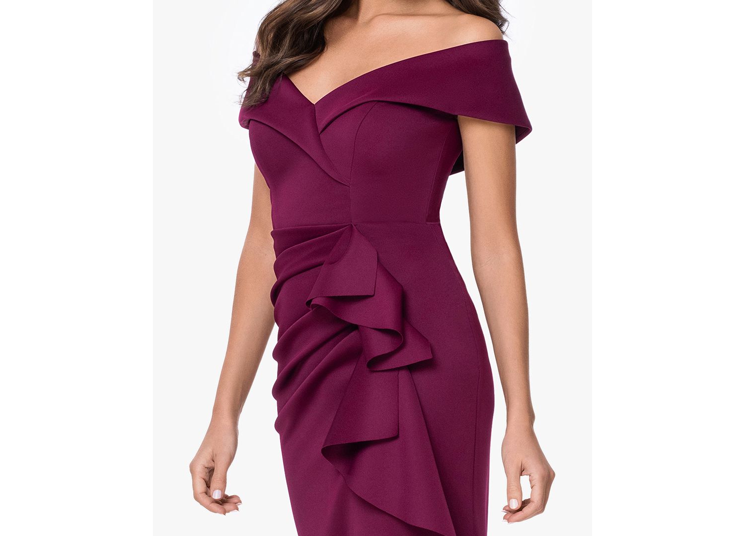 Women's Scuba Off-The-Shoulder Gown