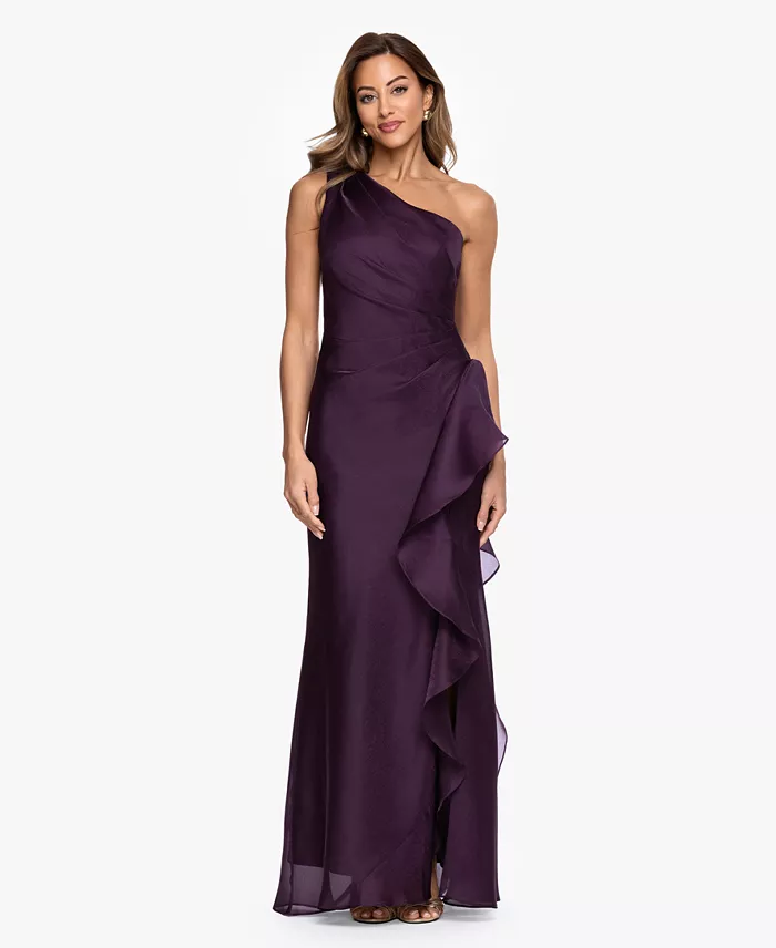 Women's One-Shoulder Ruffle Detail Ball Gown
