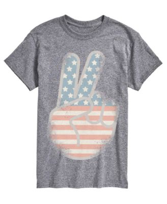 Men's Flag Peace Sign Tonal Washed Short-Sleeve Graphic T-Shirt